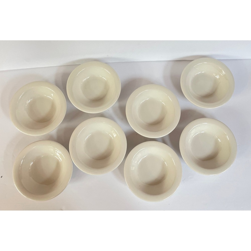 Vintage Cream Ironstone Oneida Buffalow Fruit Bowls Set of 8 Off White Ceramic